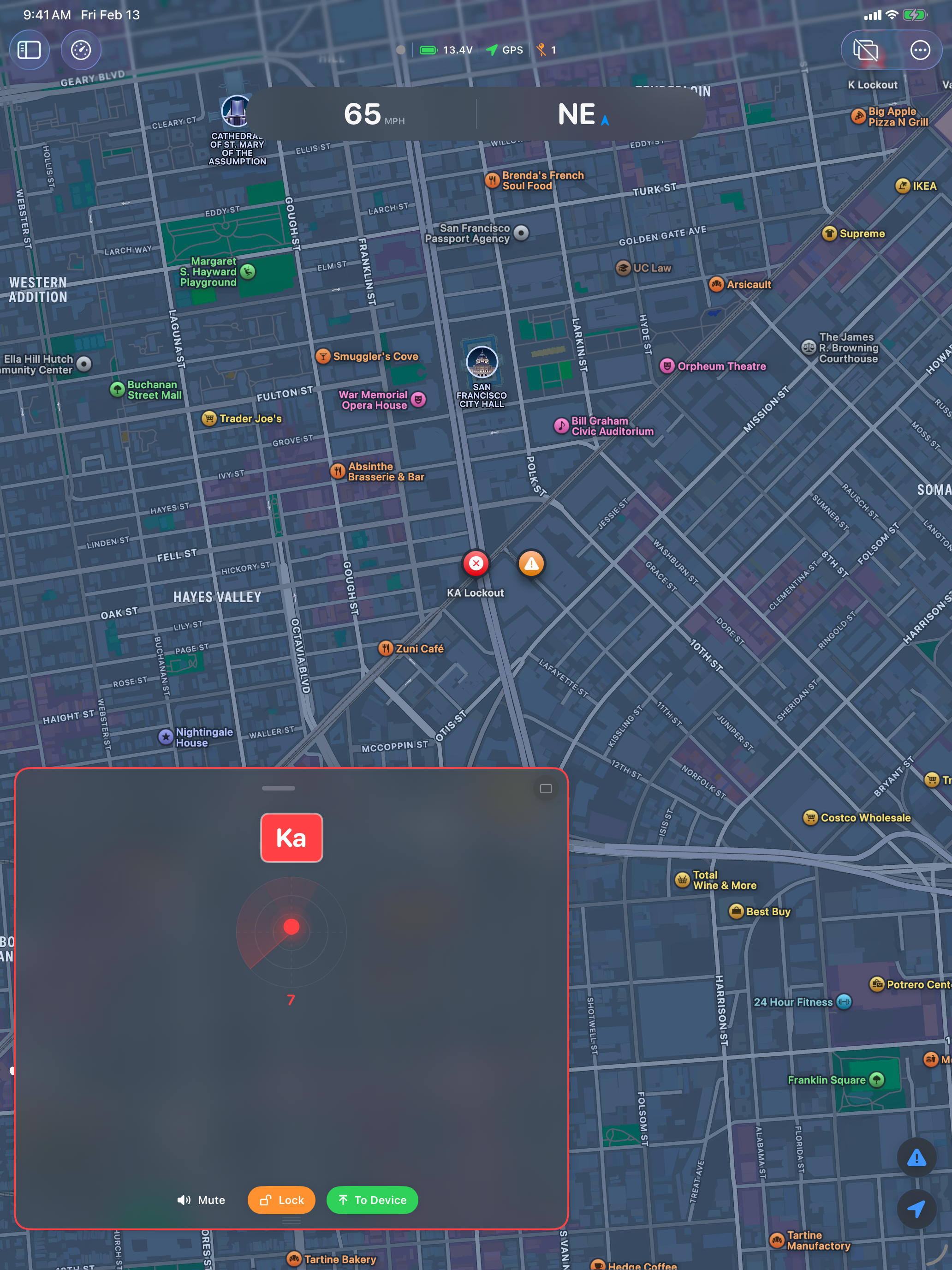 Ka alert on iPad with interactive HUD